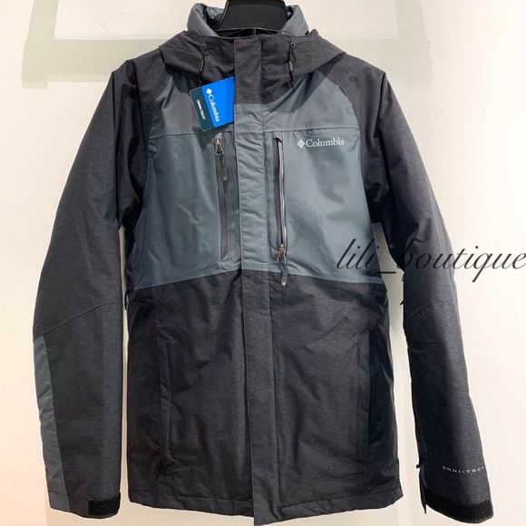 NWT Columbia 1769003010 Men Superpipe Slope Interchange Jacket Black Grey Size S